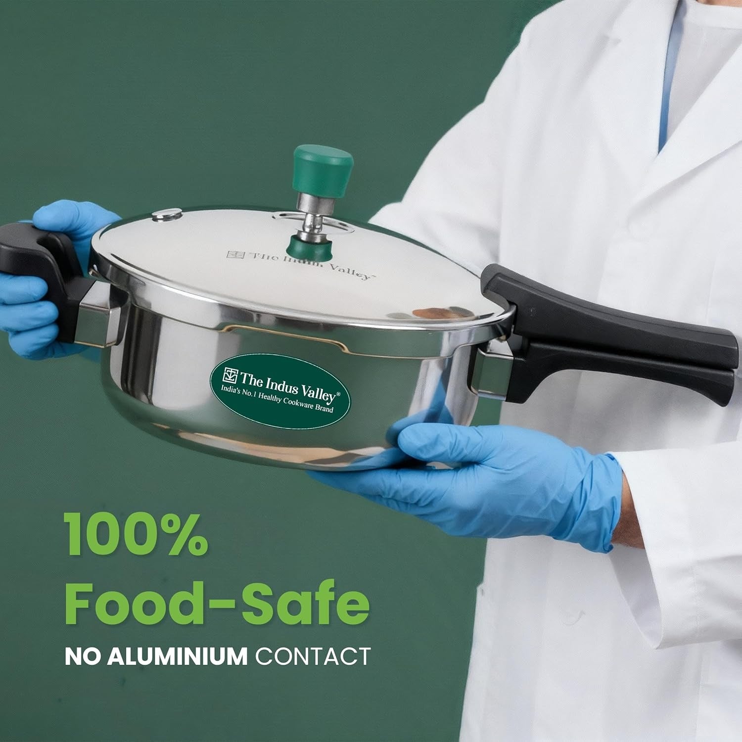 The Indus Valley Tri-Ply Stainless Steel Pressure Pan 3.5-5L