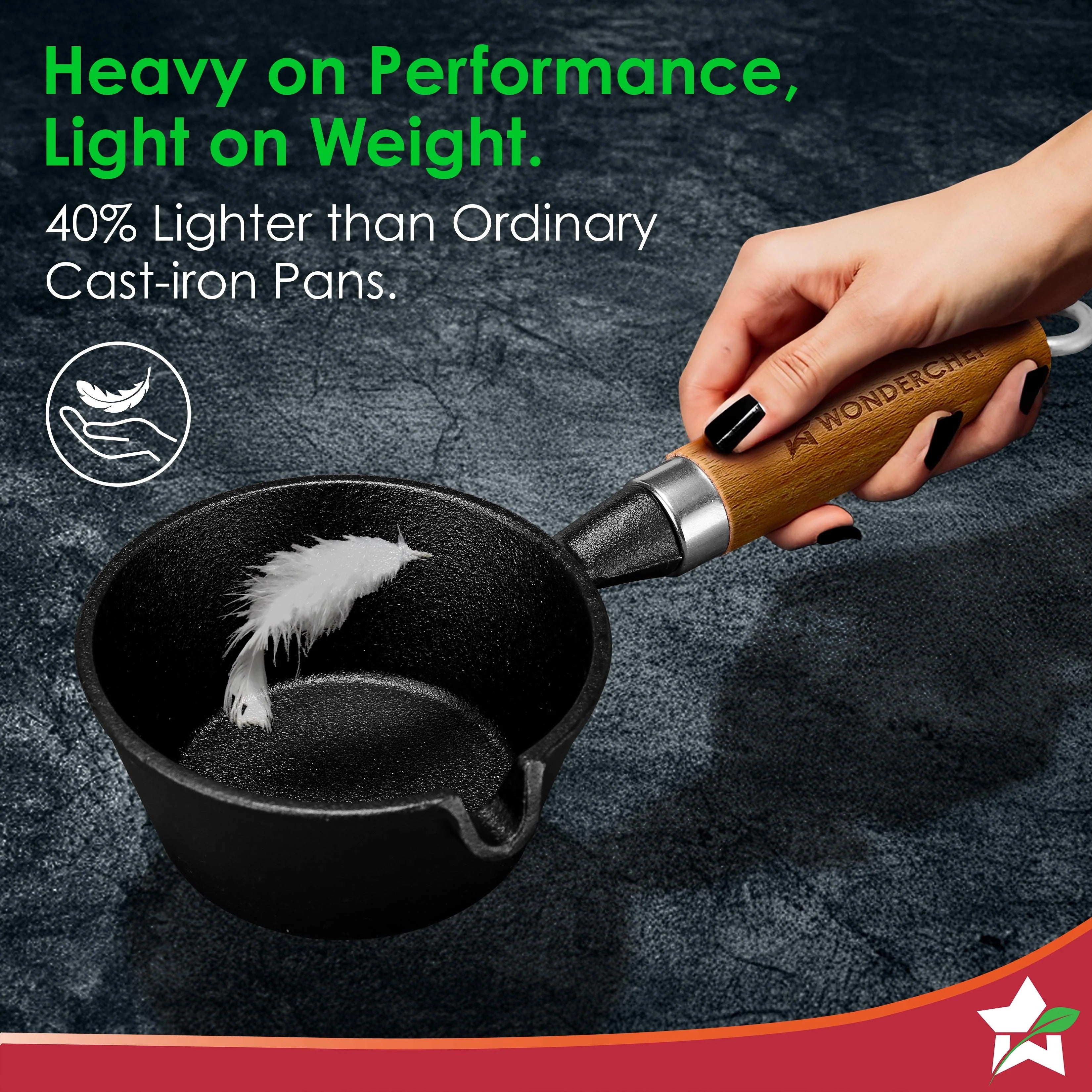 Wonderchef Ferro Lightweight Cast Iron Tadka Pan Pre-Seasoned