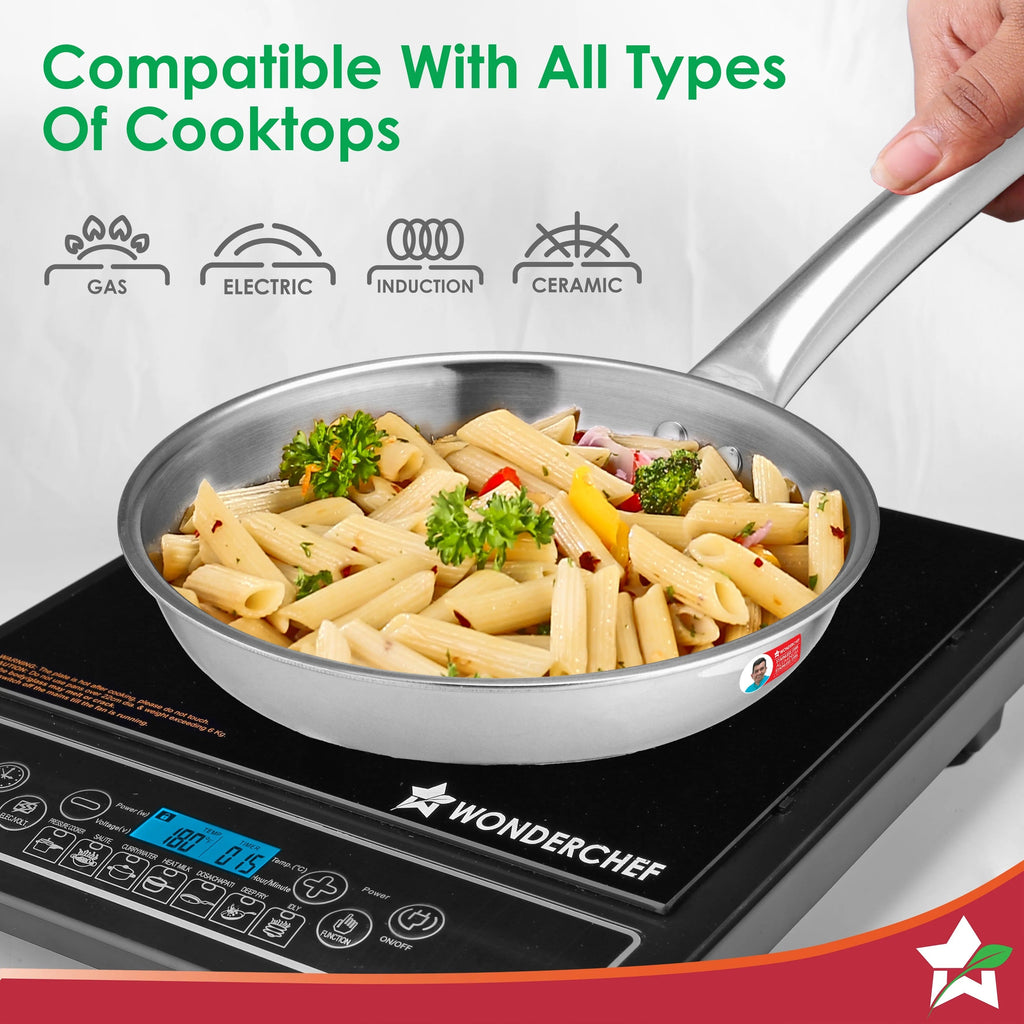 Wonderchef Venice Triply Stainless Steel 3 Pcs Cookware Set (Fry Pan 20cm + Kadhai 24cm)