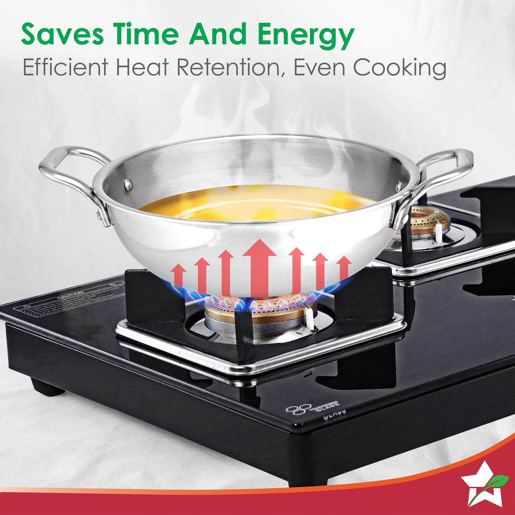Wonderchef Venice Triply Stainless Steel 3 Pcs Cookware Set (Fry Pan 20cm + Kadhai 24cm)