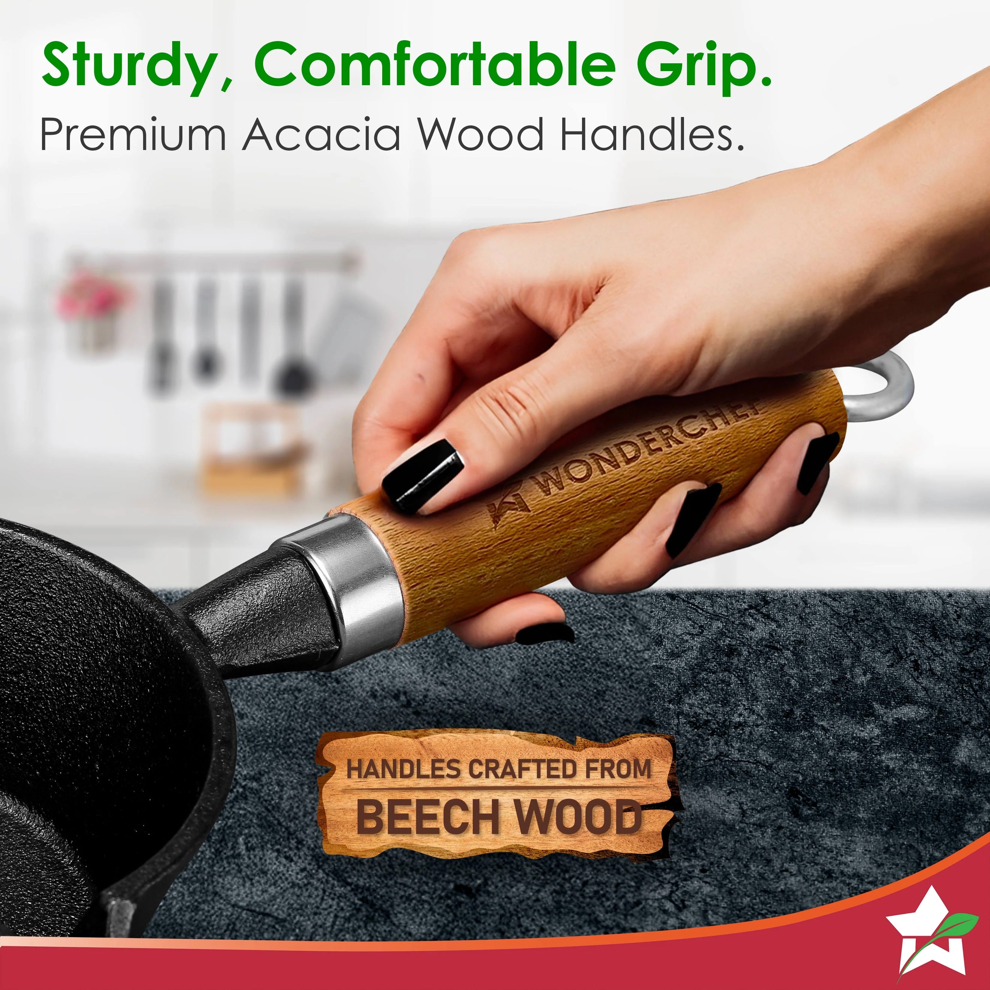Wonderchef Ferro Lightweight Cast Iron Tadka Pan Pre-Seasoned