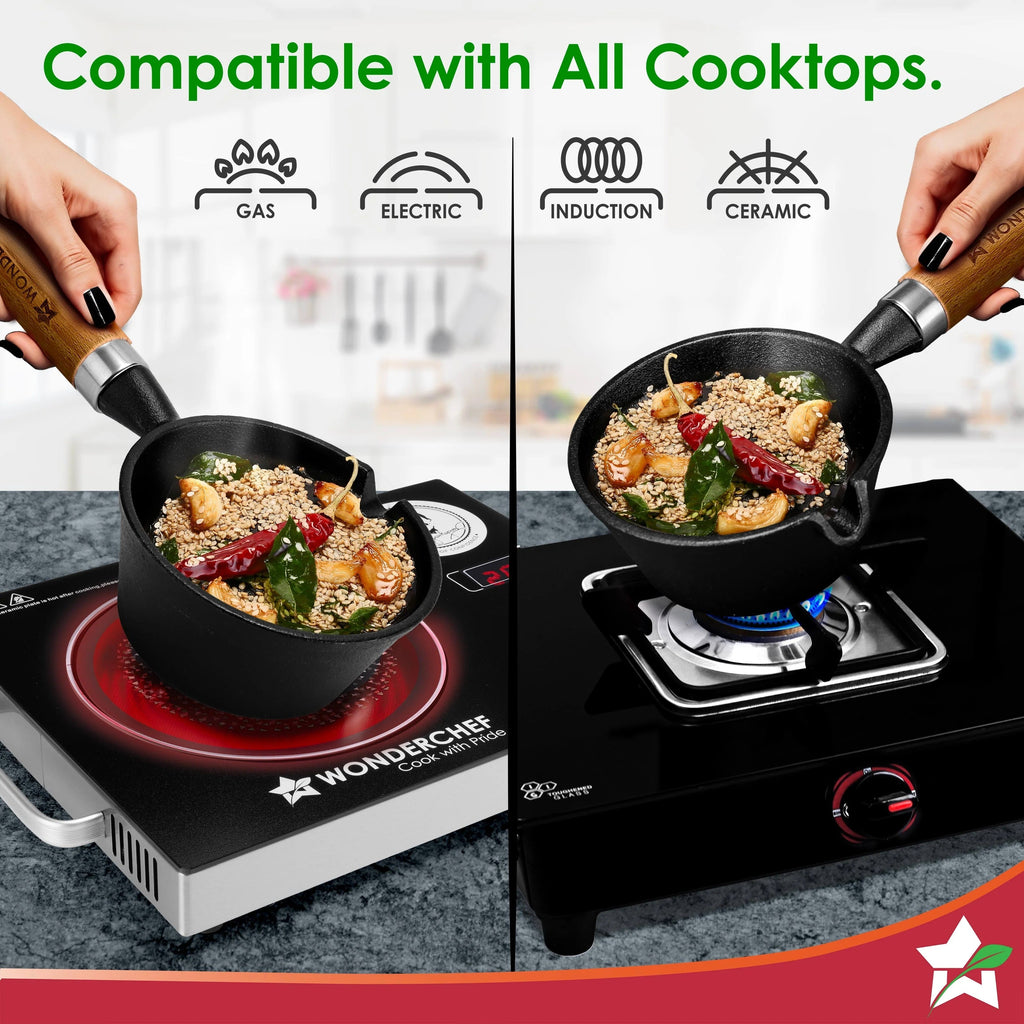 Wonderchef Ferro Lightweight Cast Iron Tadka Pan Pre-Seasoned