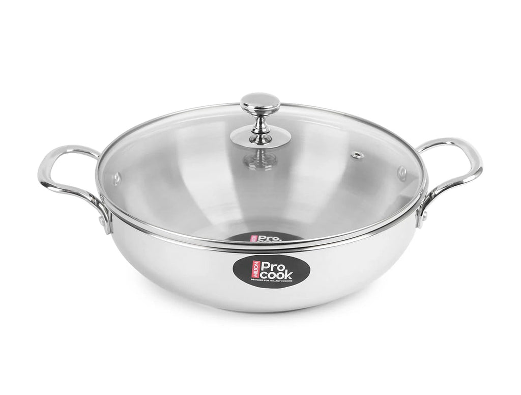 Milton ProCook Stainless Steel Kadhai with Glass Lid
