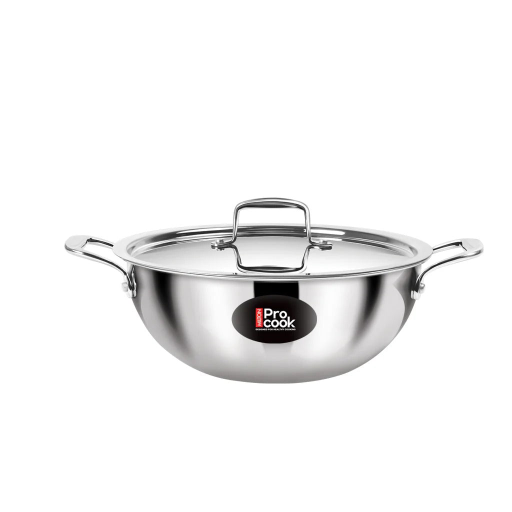 Milton ProCook Triply Stainless Steel Kadhai with Lid