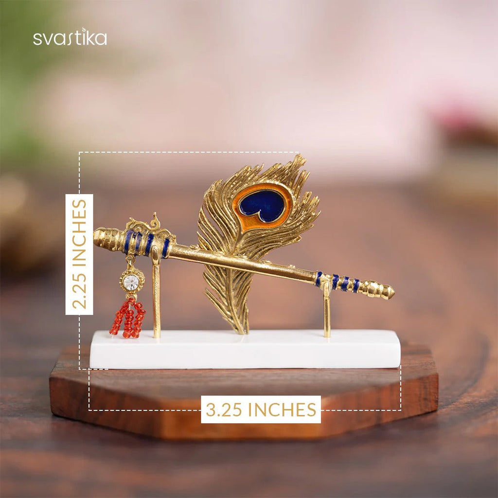 Svastika Lord Krishna’s Flute & Feather Idol for Car Dashboard