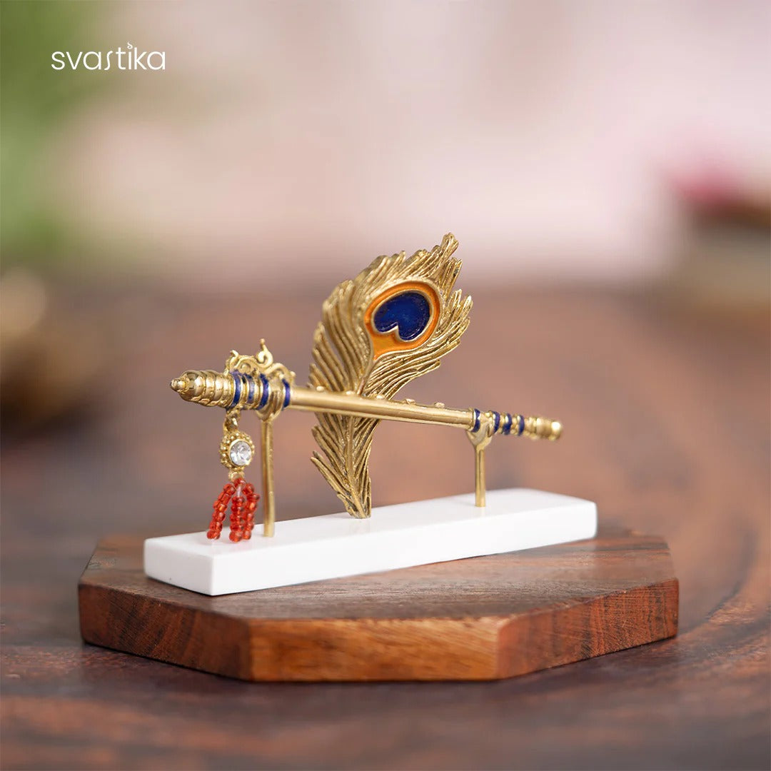 Svastika Lord Krishna’s Flute & Feather Idol for Car Dashboard