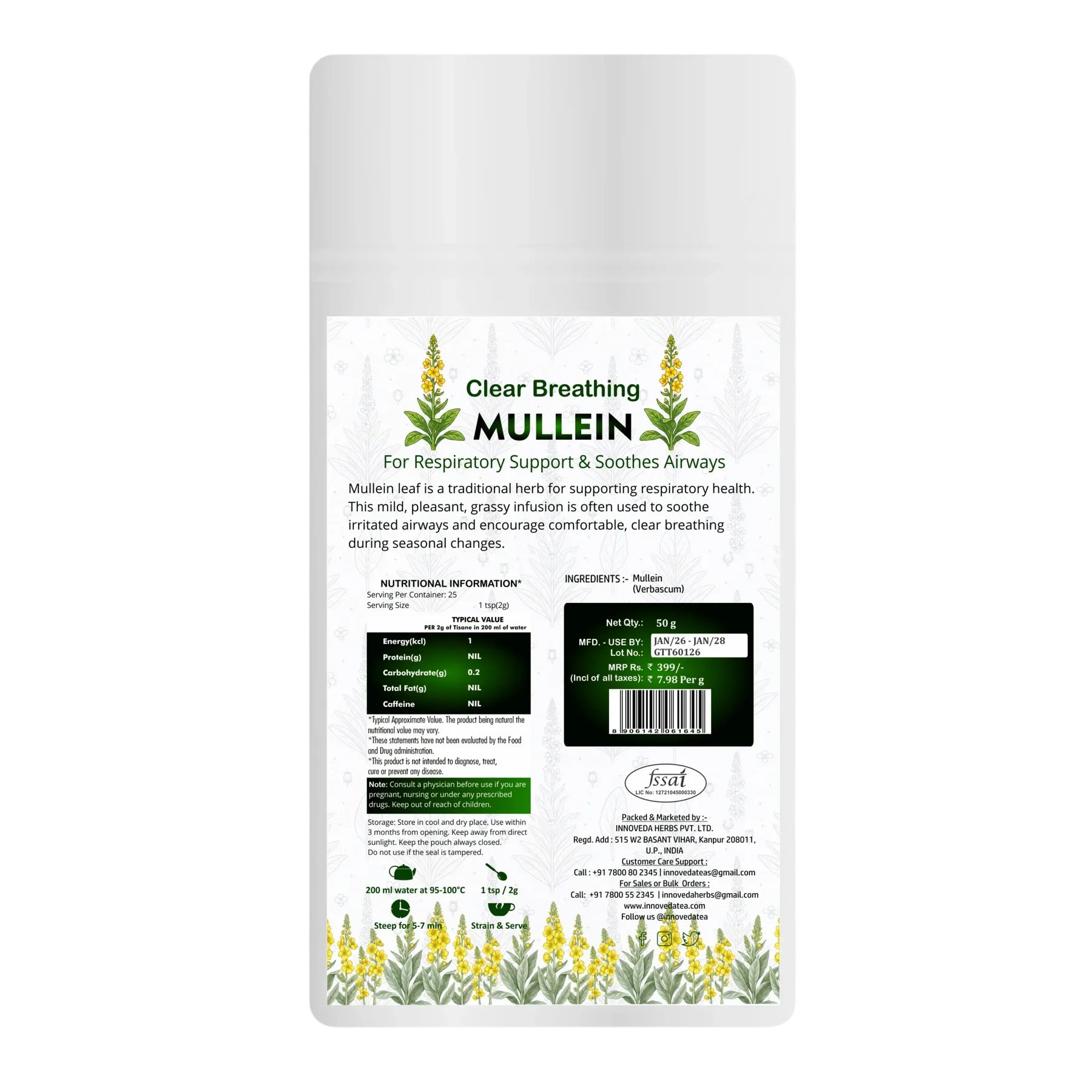 Innoveda Mullein Pure Leaf Tea - 50 gms