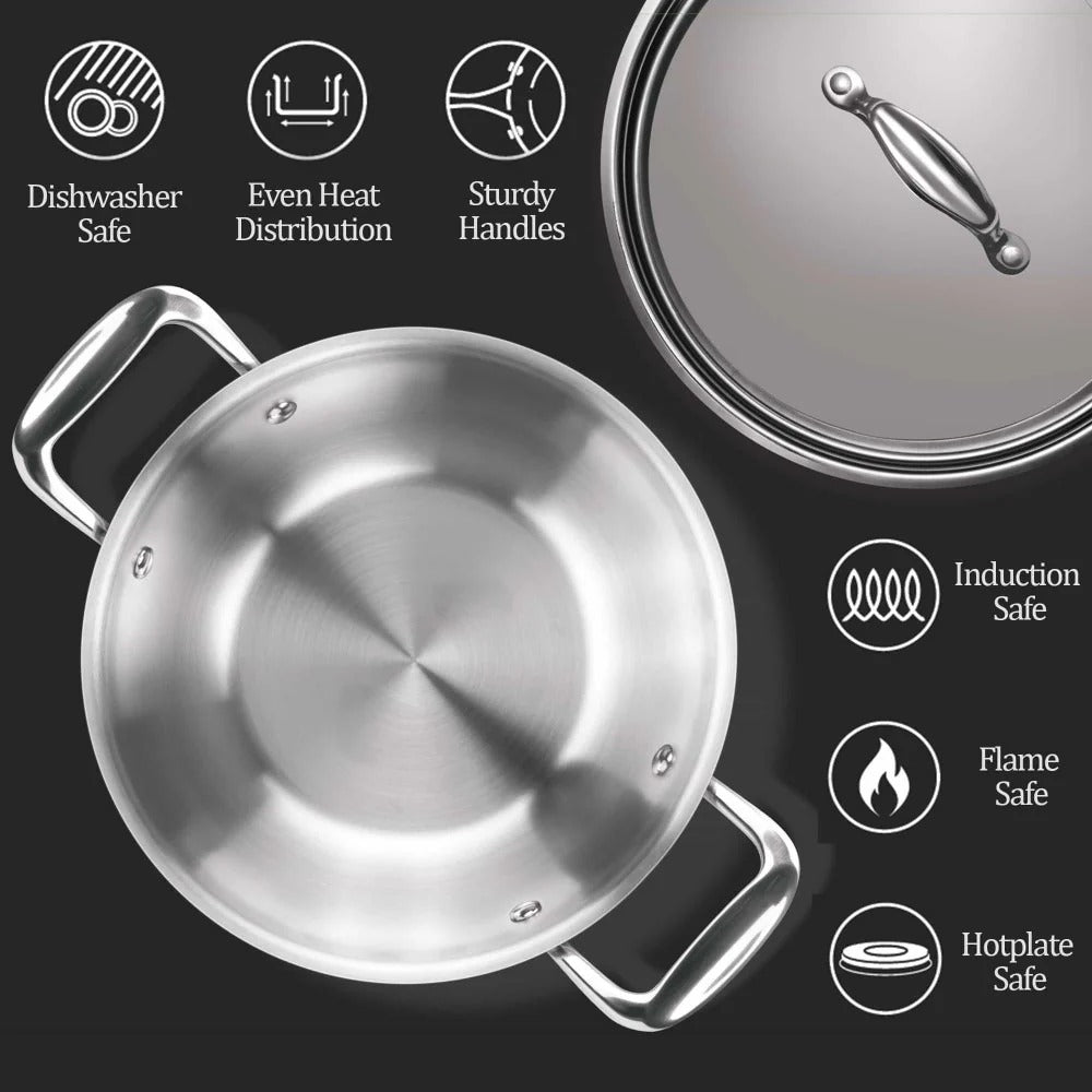 Milton ProCook Triply Stainless Steel Kadhai with Lid