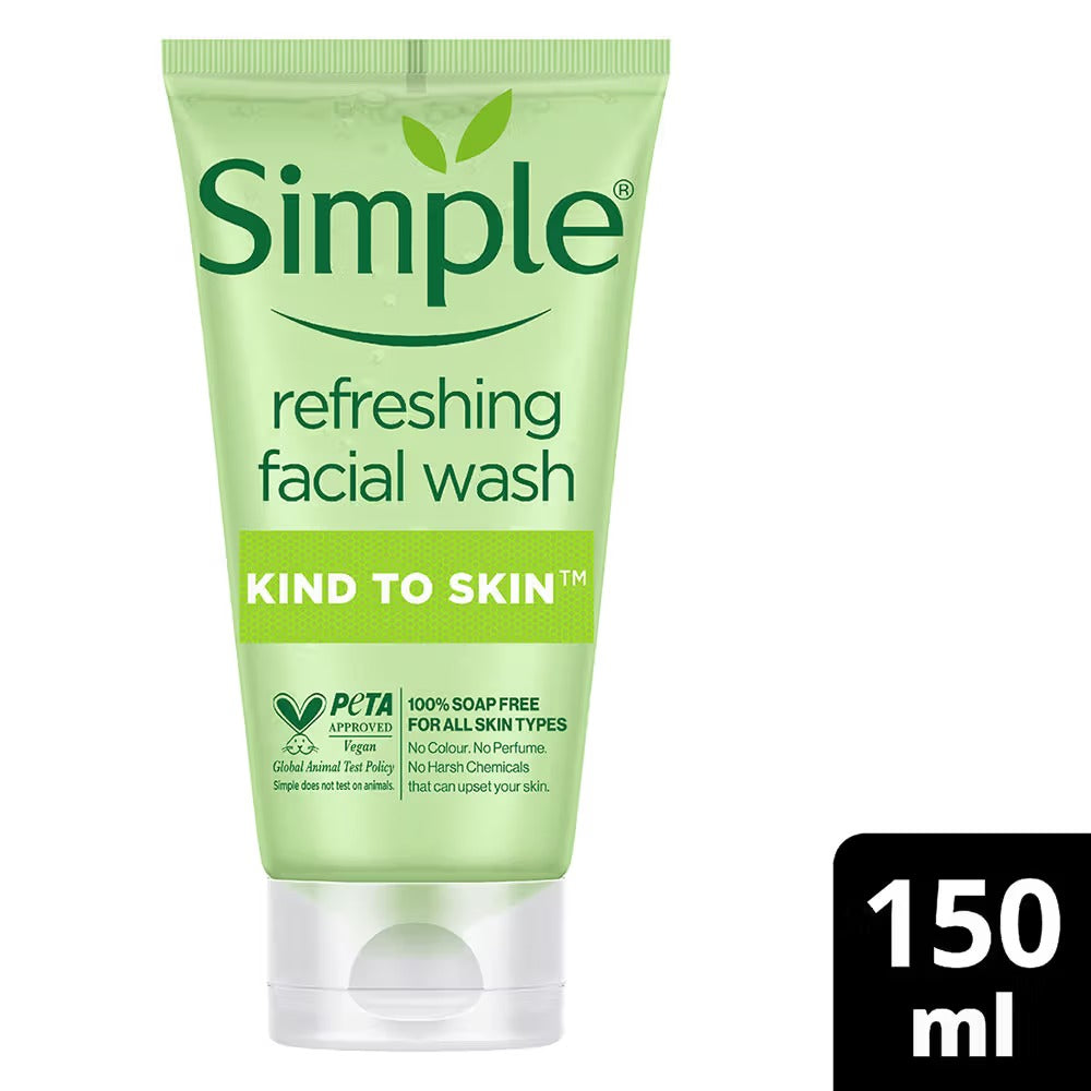 Simple Skincare Kind to Skin Refreshing Facial Wash, Soothing Facial Toner & Replenishing Rich Moisturiser Combo