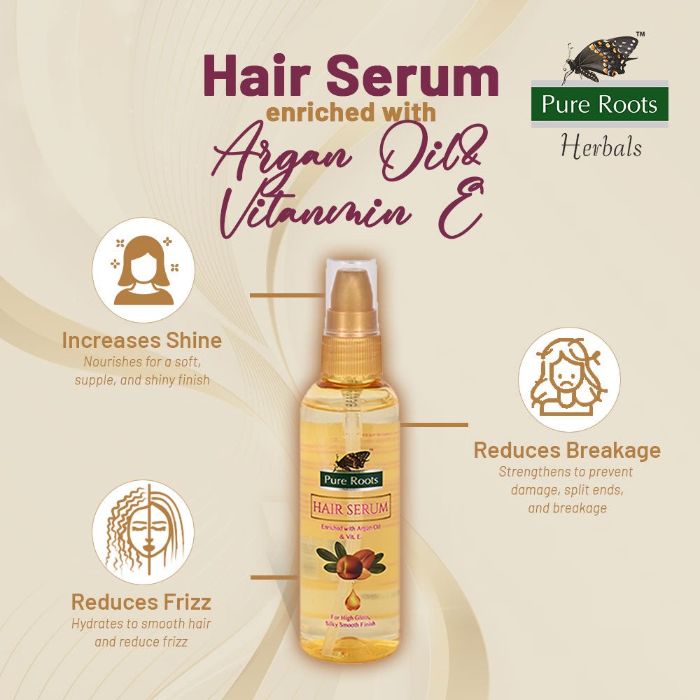 Pure Roots Hair Serum With Argan Oil & Vitamin E - 100ml
