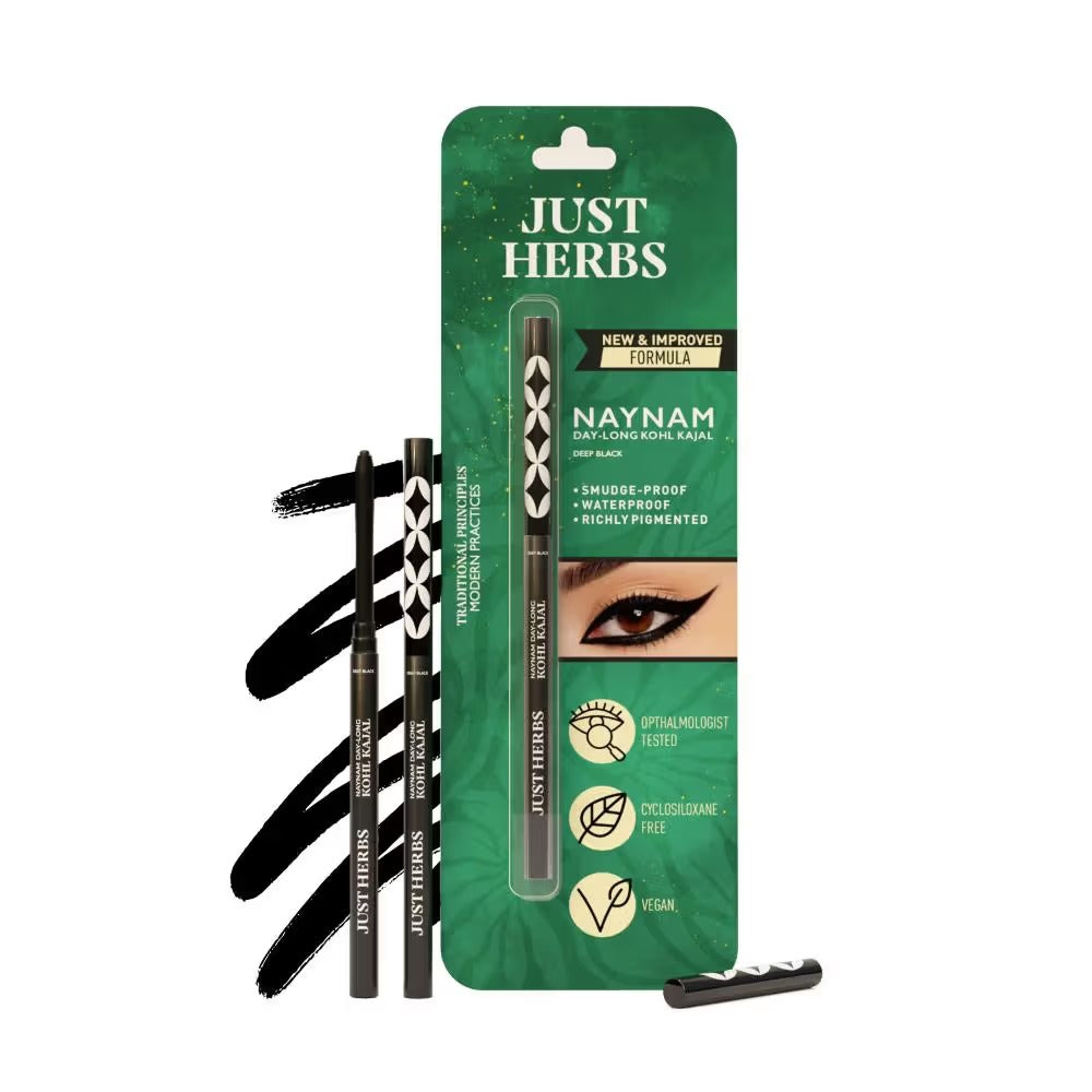 Just Herbs Naynam Day Long Kohl Sharpenable Kajal Black  - 1.2 gms