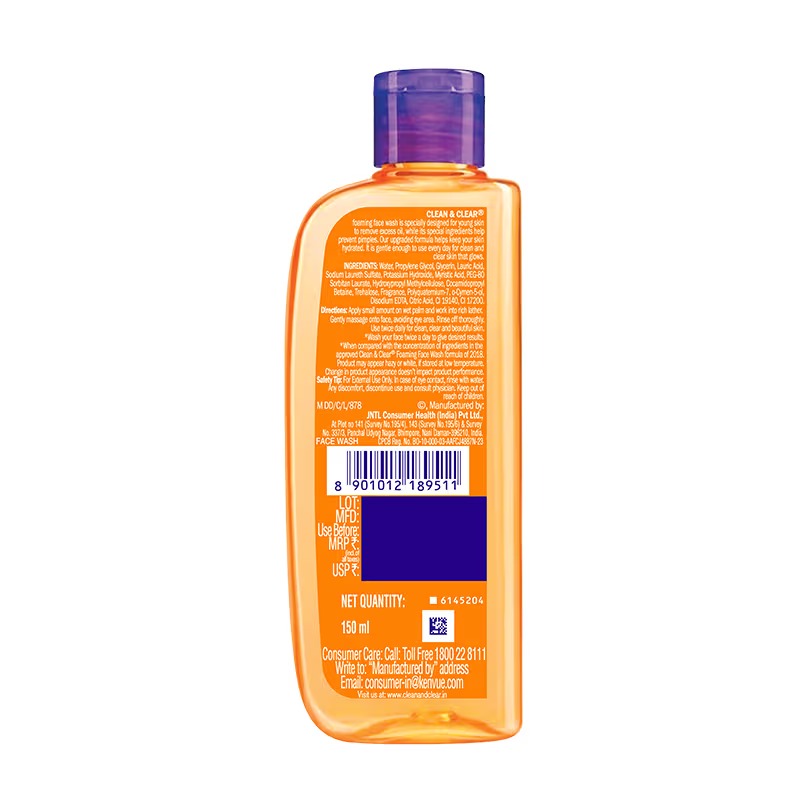 Clean & Clear Foaming Face Wash - 150ml (Pack Of 2)