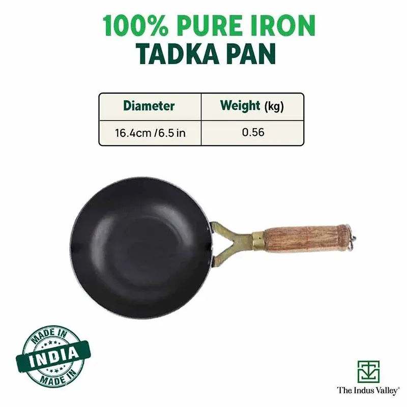 The Indus Valley Iron Tadka Pan with Wood Handle