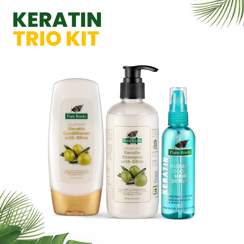 Pure Roots Keratin Trio (Shampoo 300ml + Conditioner 100ml + Serum 100ml)