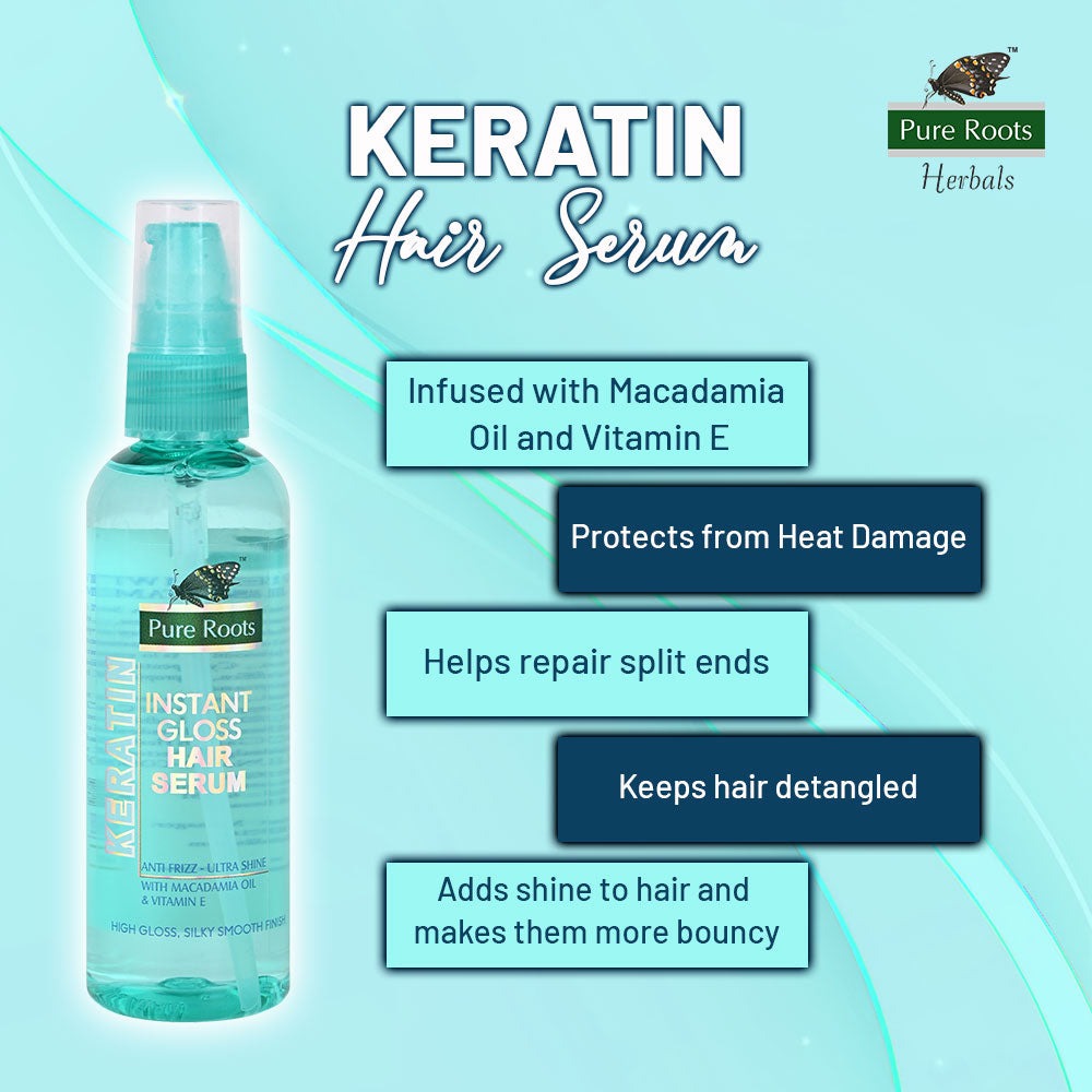 Pure Roots Keratin Instant Gloss Hair Serum - 100ml