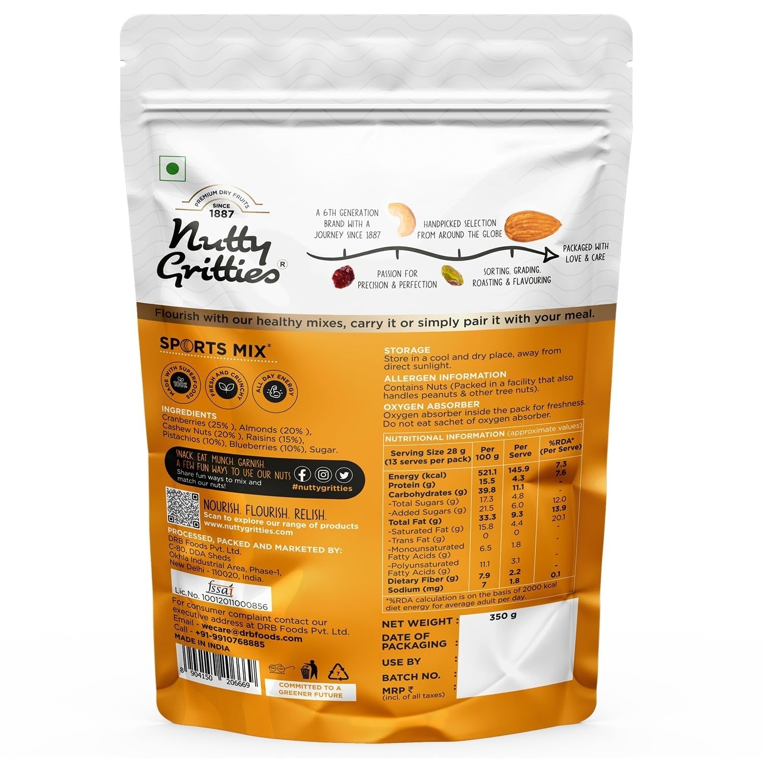 Nutty Gritties Premium Sports Mix - 350g