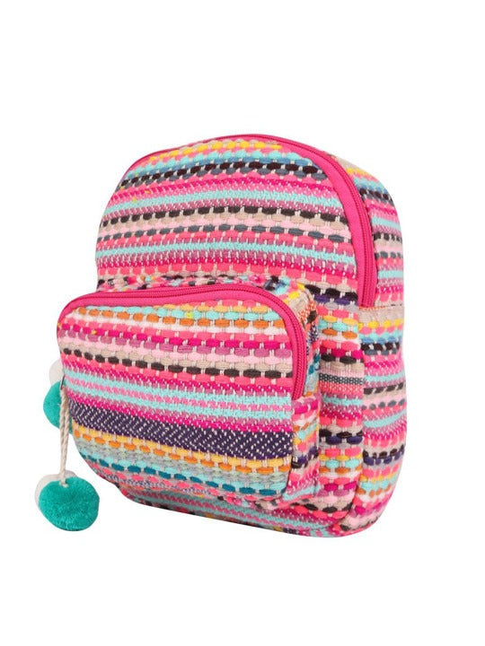 Astrid Girls Pink & Blue Embroidered Cotton Backpacks