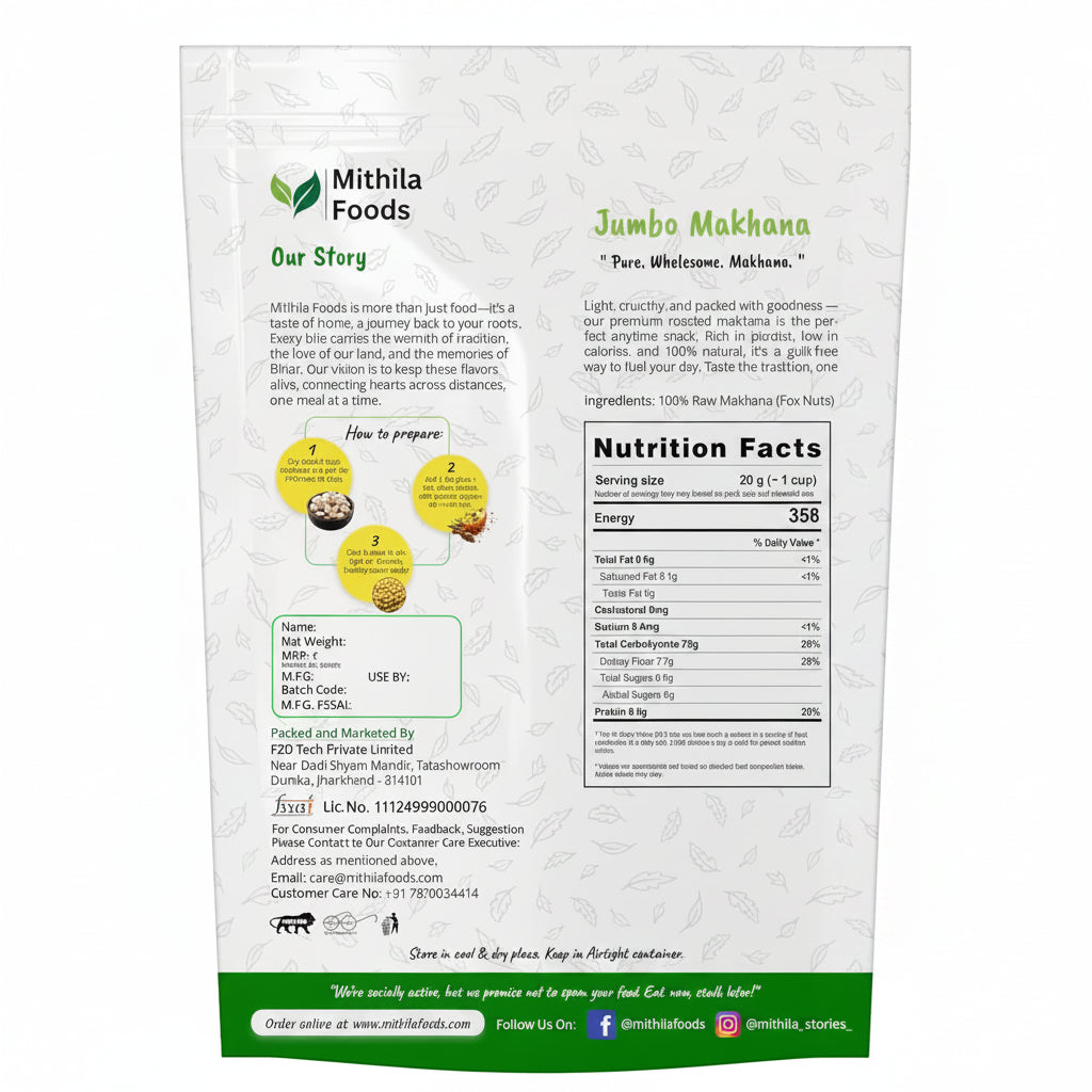 Mithila Foods Authentic Bihari Jumbo Hand-picked Phool Makhana