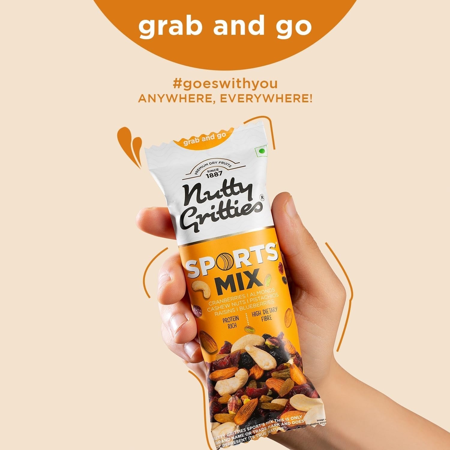 Nutty Gritties Grab And Go Sports Mix - Pack of 6(40g Each Pack)