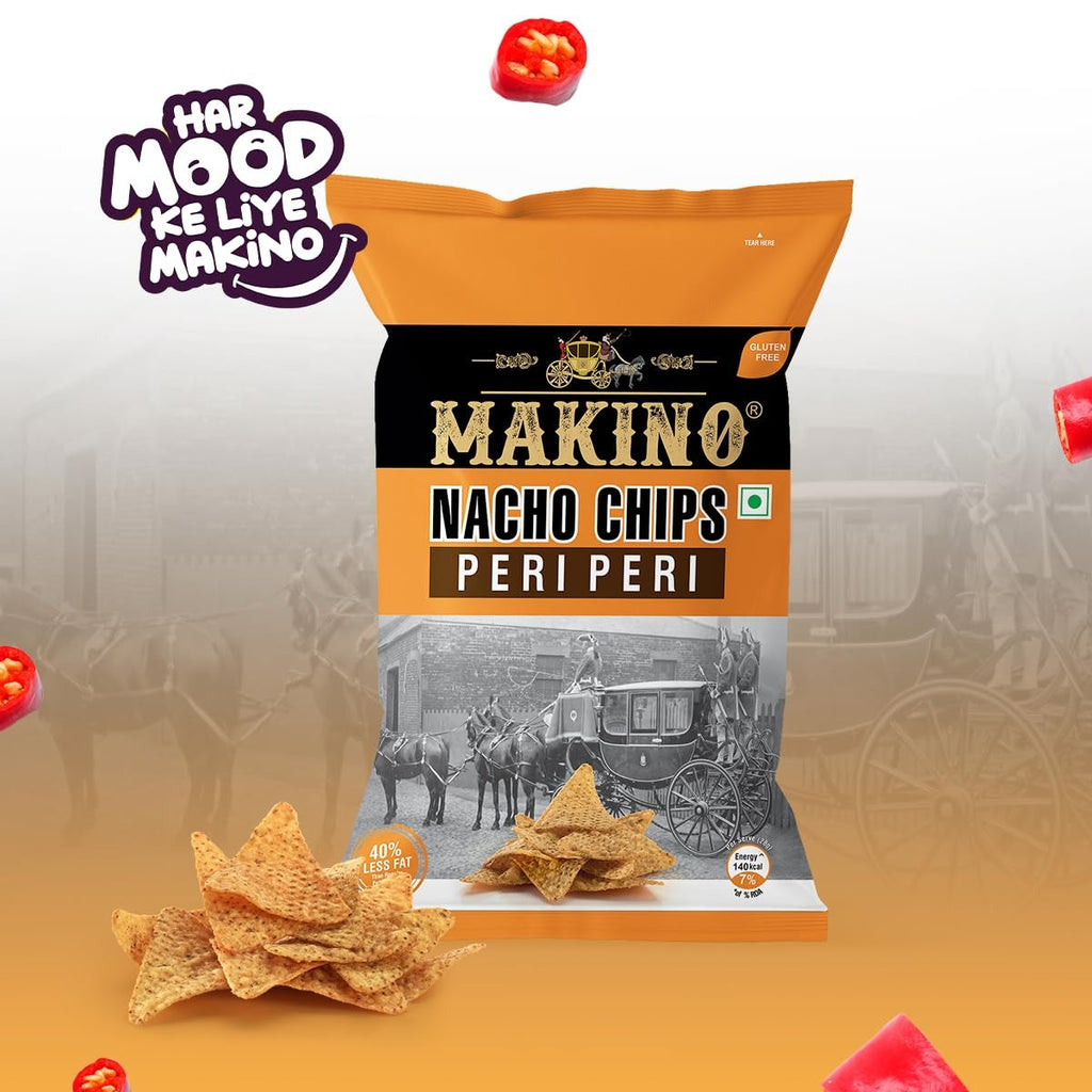 Makino Nacho Chips Peri Peri Flavour - Pack of 3(150g Each Pack)