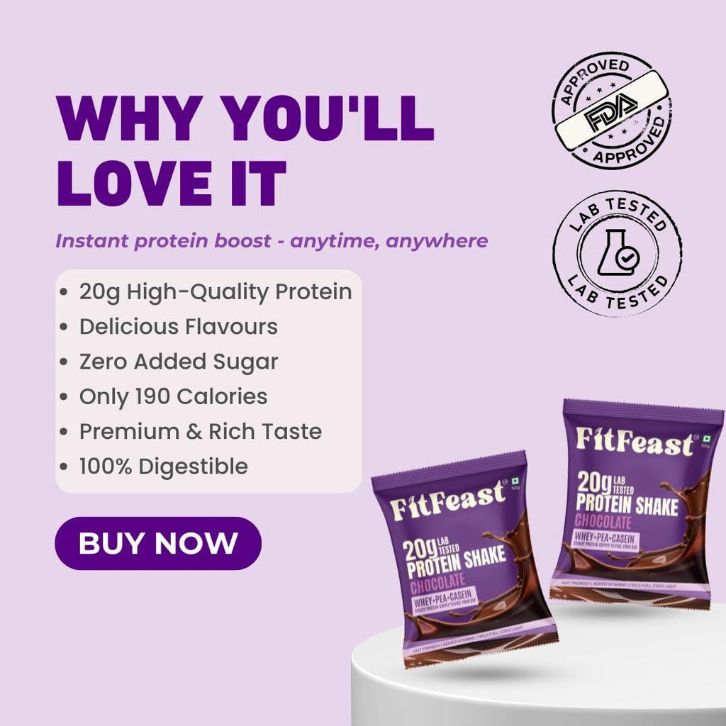 FitFeast Protein Shake Sachet - Pack of 7(20g Each Pack)