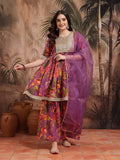 Sangria Floral Print Gotta Patti Kurta with Sharara & Dupatta