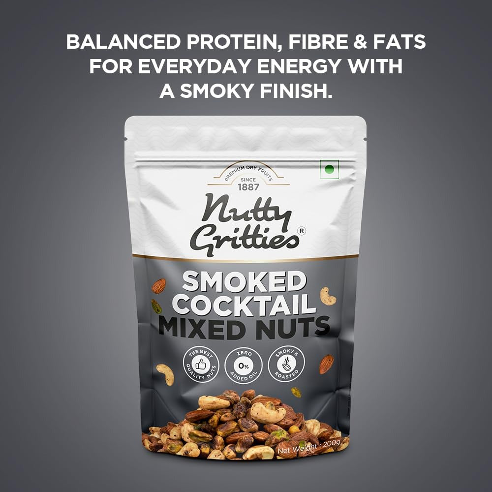 Nutty Gritties Premium Smoked Cocktail Mixed Nuts - 200g