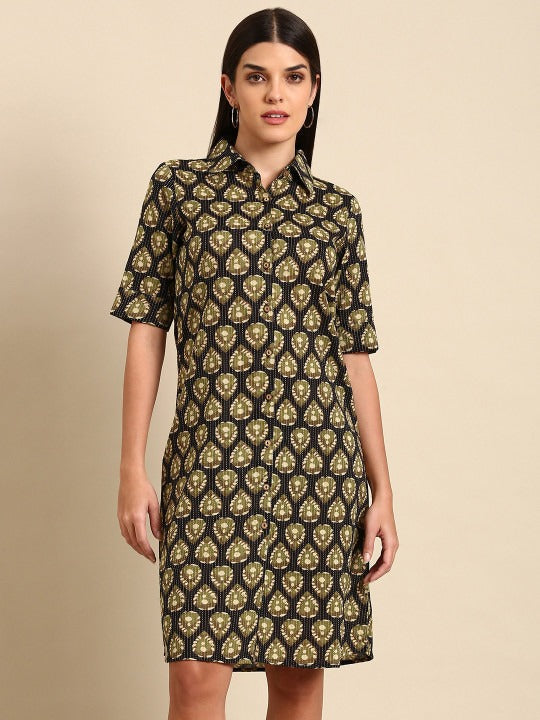 Anayna Ethnic Motifs Cotton Shirt Dress