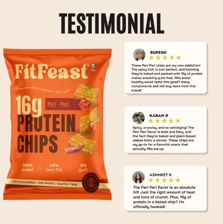 FitFeast Protein Chips - Variety Pack(  Peri Peri & Cream and Onion)