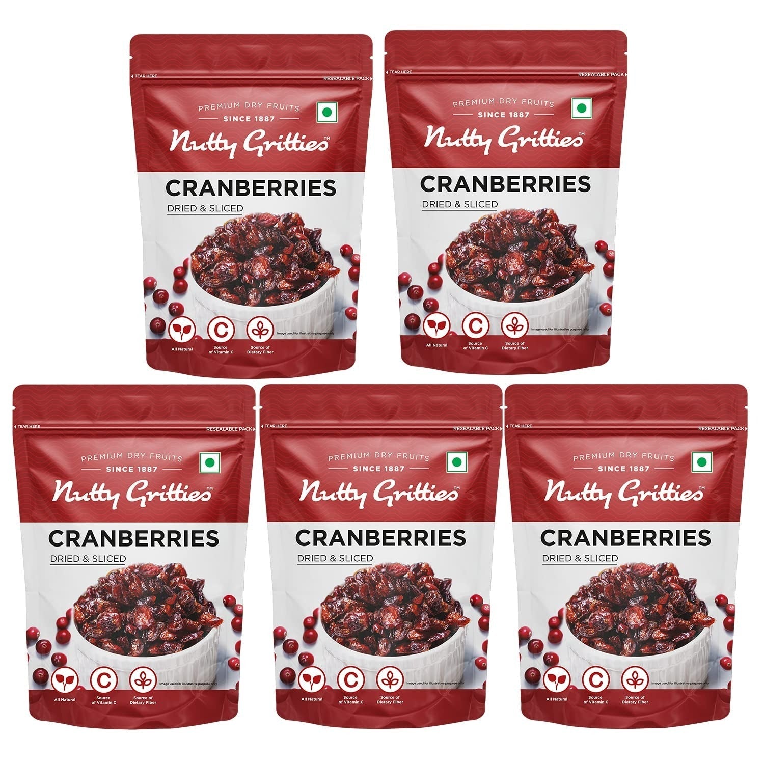 Nutty Gritties Dried US Cranberries -  200g