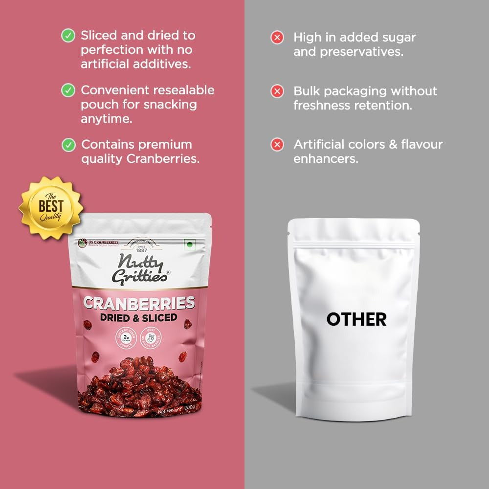 Nutty Gritties Dried US Cranberries -  200g