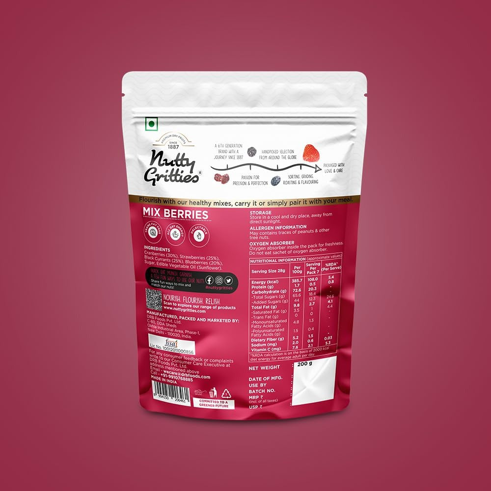 Nutty Gritties Premium Mix Berries  - 200g