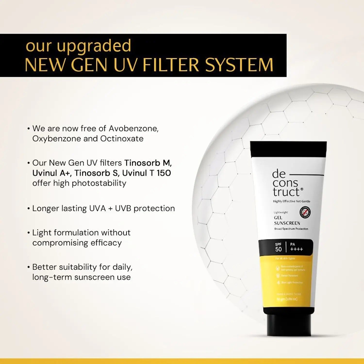 Deconstruct Gel Sunscreen SPF 50 PA++++ - 50 gms