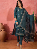 Sangria Floral Printed Straight Kurta & Trousers With Dupatta