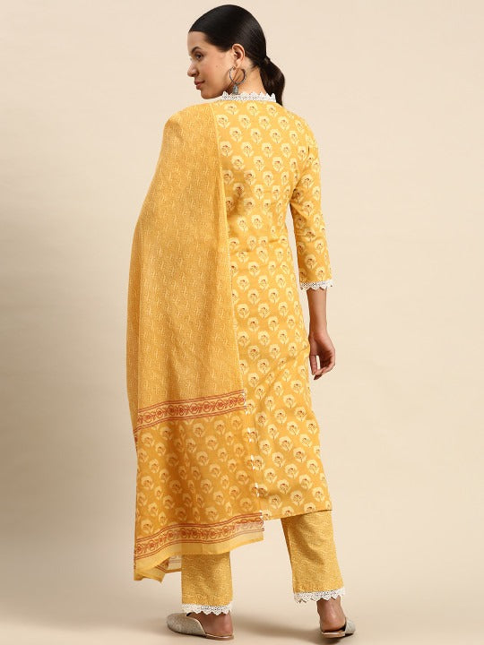 Anayna Printed Regular Pure Cotton Kurta with Trousers & With Dupatta