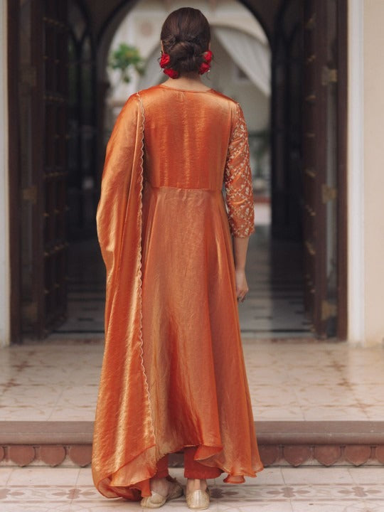 Anayna Women Ethnic Motifs Embroidered Panelled Kurta with Trousers & With Dupatta