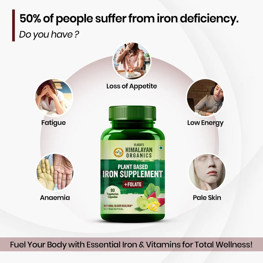 Vlado's Himalayan Organics Plant Based Iron Supplement + Folate Capsules - 90 Caps