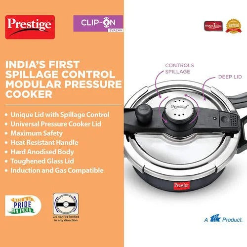 Prestige Clip-On Svachh Hard Anodised Spillage Control Pressure Cooker