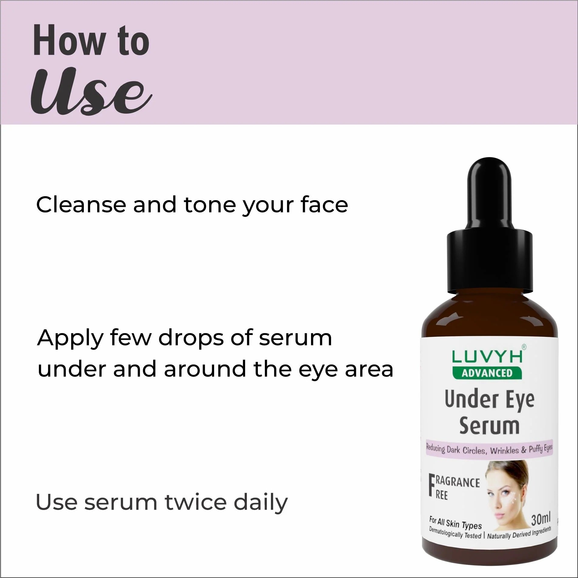 LuvYH Under Eye Serum For Dark Circles & Wrinkles - 30ml