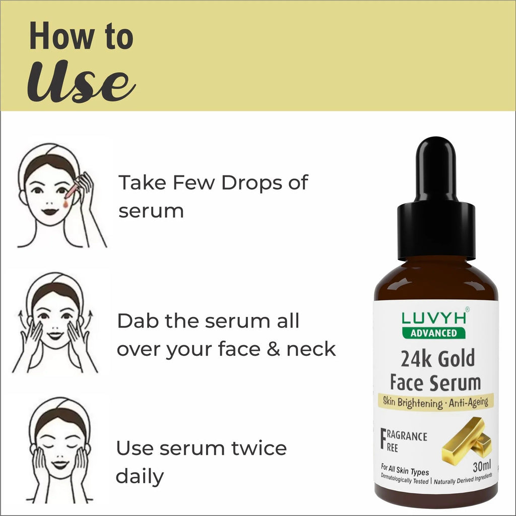 LuvYH 24K Gold Face Serum With Niacinamide & Hyaluronic Acid - 30ml