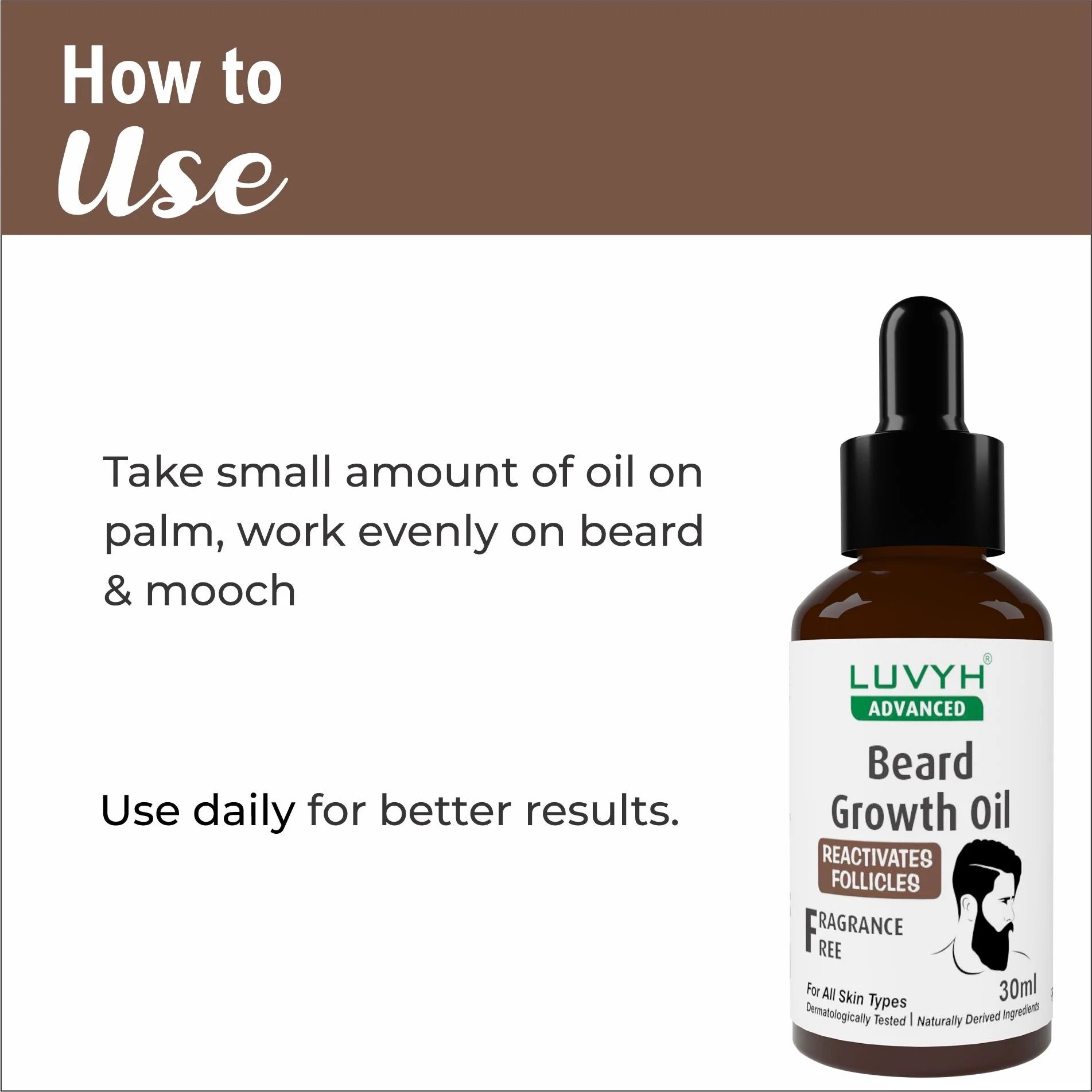 LuvYH Beard Growth Oil With Redensyl - 30ml