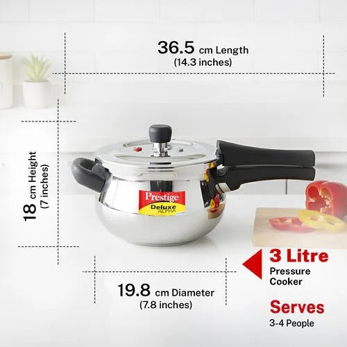 Prestige Deluxe Alpha Svachh Stainless Steel Handi Pressure Cooker