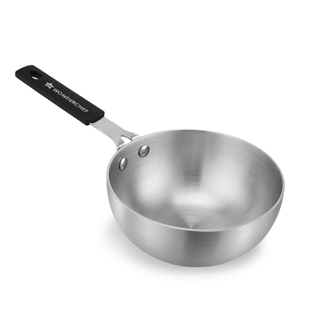Wonderchef Venice Tri-Ply Stainless Steel Mini Wok Tadka Pan 14cm 650ml