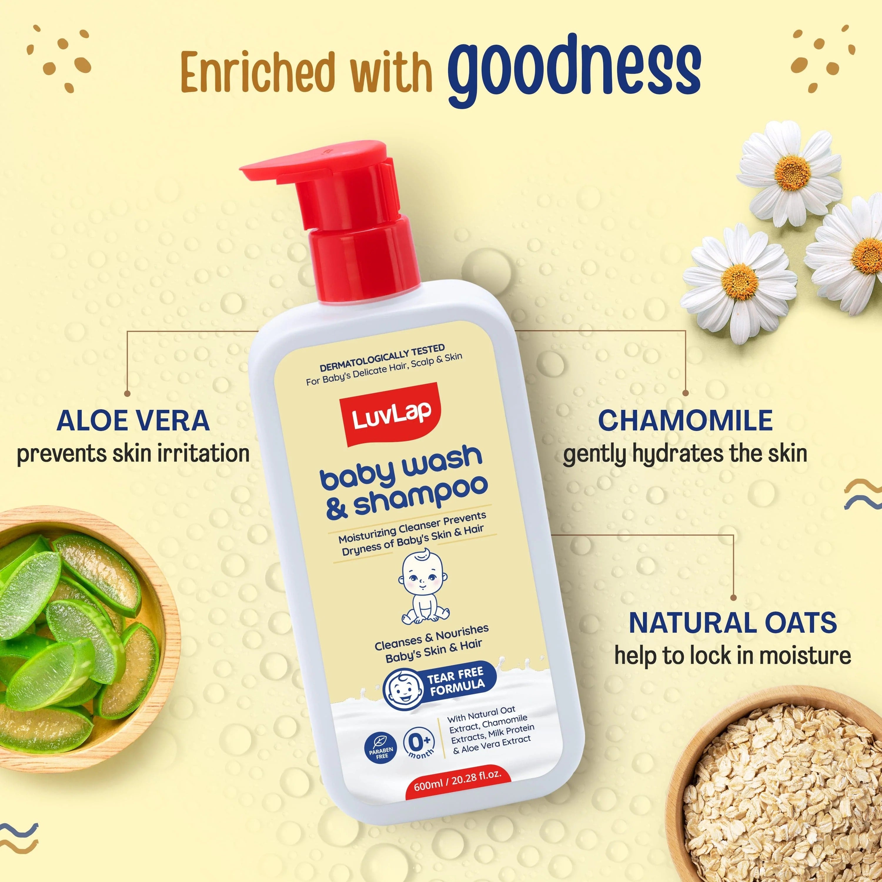 LuvLap Baby Wash & Shampoo - 600ml
