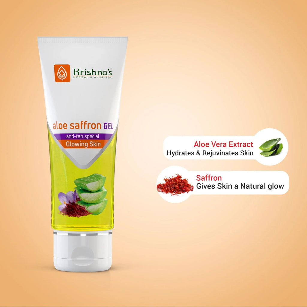 Krishna's Herbal & Ayurveda Aloe Vera Saffron Gel - 100 gms