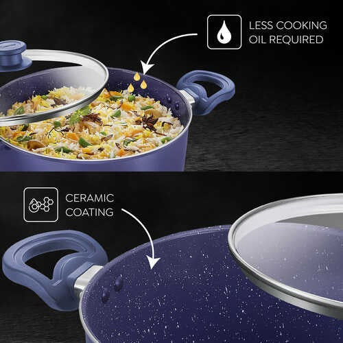 Prestige CeraGlide Ceramic Non-Stick Aluminium Casserole 20cm 2.8L with Glass Lid