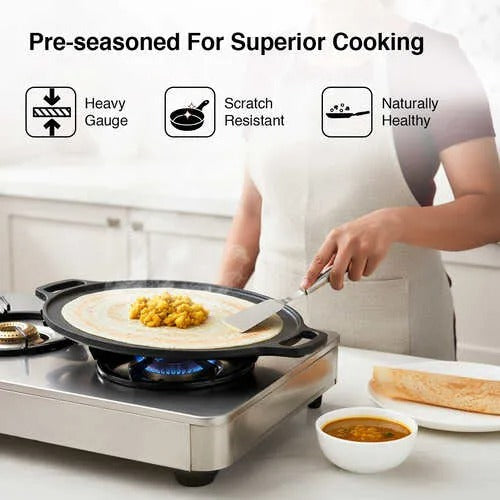 Prestige Cast Iron Scratch-Resistant Round Base Dosa Tawa