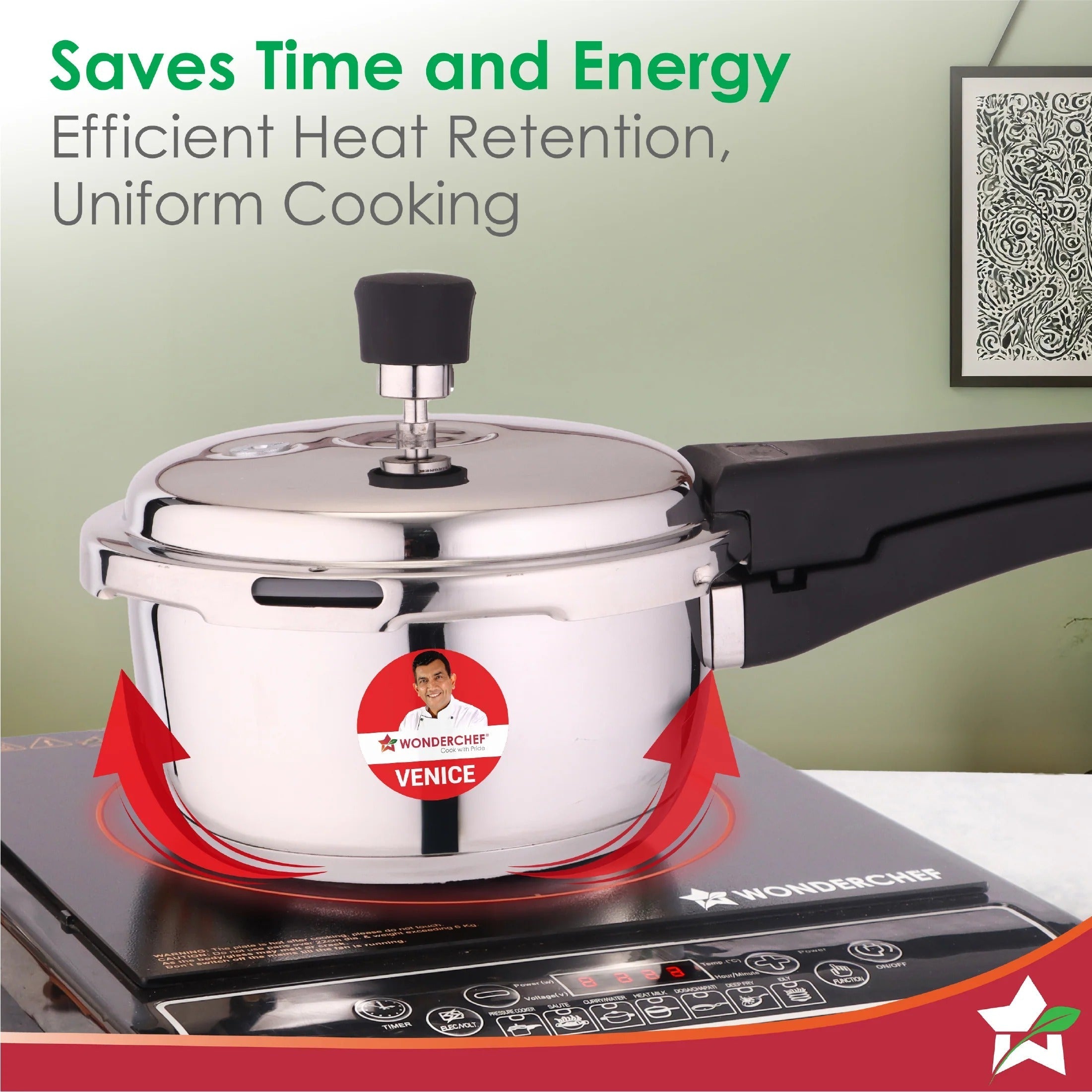 Wonderchef Venice Stainless Steel Pressure Cooker 2L Outer Lid Triply