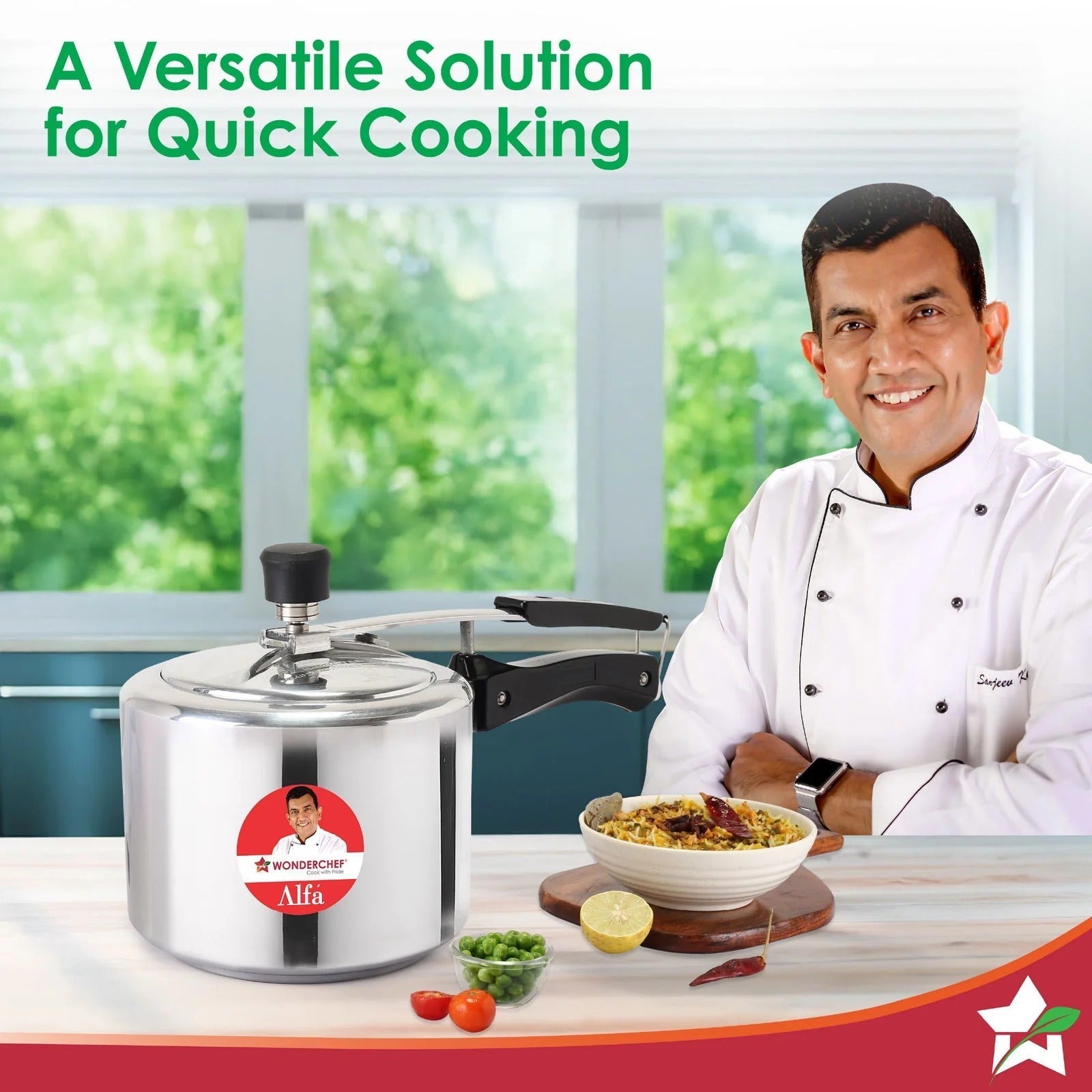 Wonderchef Alfa Aluminium Inner Lid Pressure Cooker 3L Induction Compatible