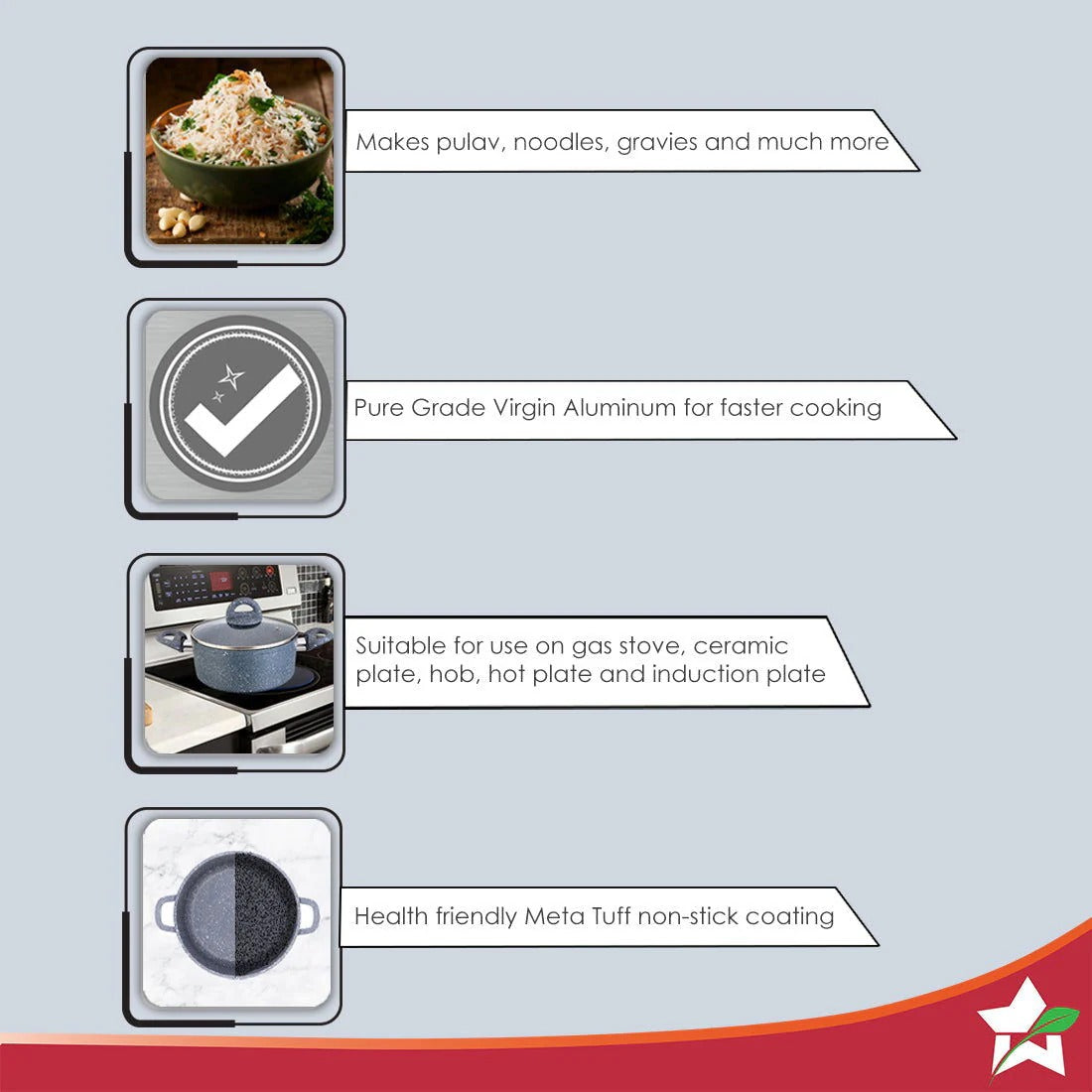 Wonderchef Granite Die-Cast Casserole Set 6 Pcs